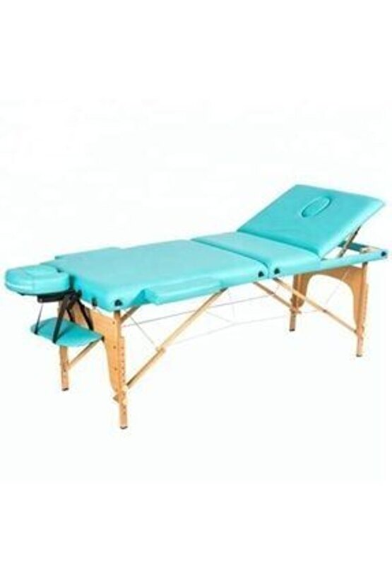 Katlanabilir 3 ParçalıAhşap Masaj Masası,çanta Tipi Masaj Ve Tedavi Yatağı Mavi