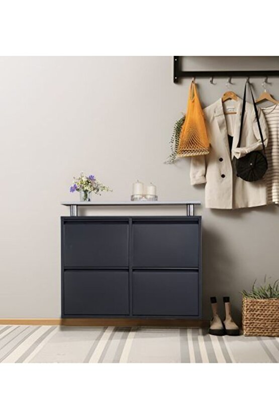 2+2 Metal Ayakkabılık (Antrasit) | Fonksiyonel ve Estetik Görünüm