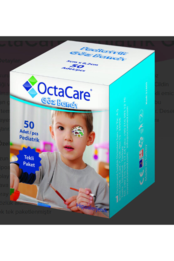 OctaCare Pediatrik Göz Pedi Erkek 5 cm x 6,2 cm 50 Adet