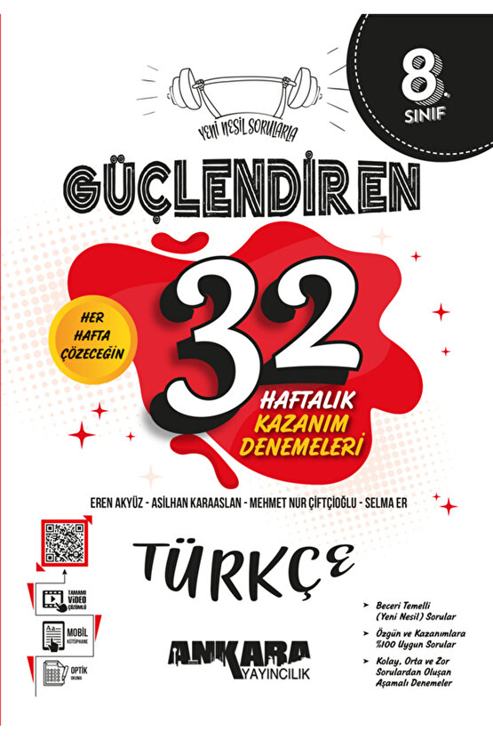 8. Sınıf Güçlendiren 32 Haftalık Türkçe Kazanım Denemeleri  Ankara Yayıncılık  9786258149104