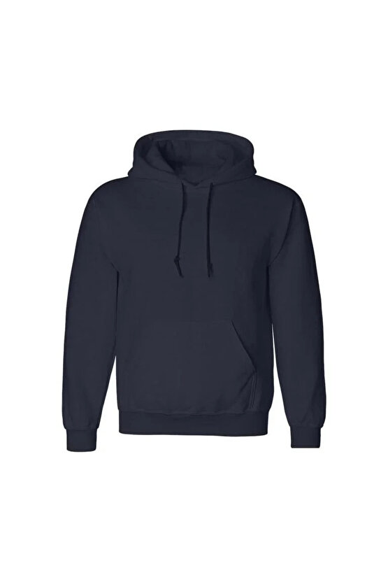Erkek Uzun Kol Kapşonlu Basic Sweatshirt hoodie - Lacivert