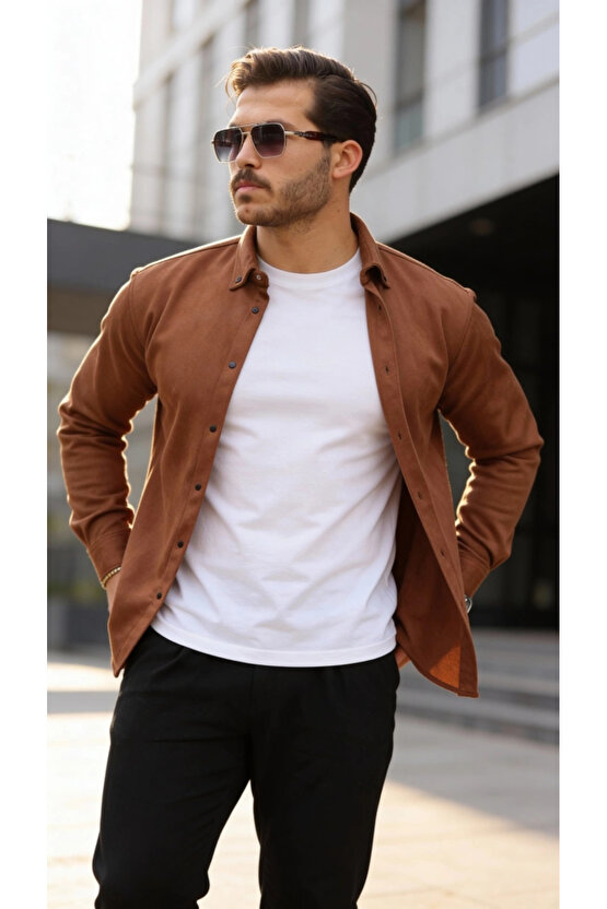 Erkek Uzun Kollu Süet Gömlek