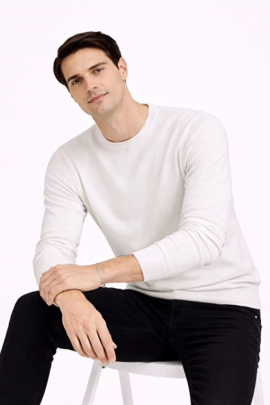 Erkek Bisiklet Yaka Triko Kazak yumuşak dokulu Pamuklu ince Dokuma, uzun kollu Rahat Regular kalıp -