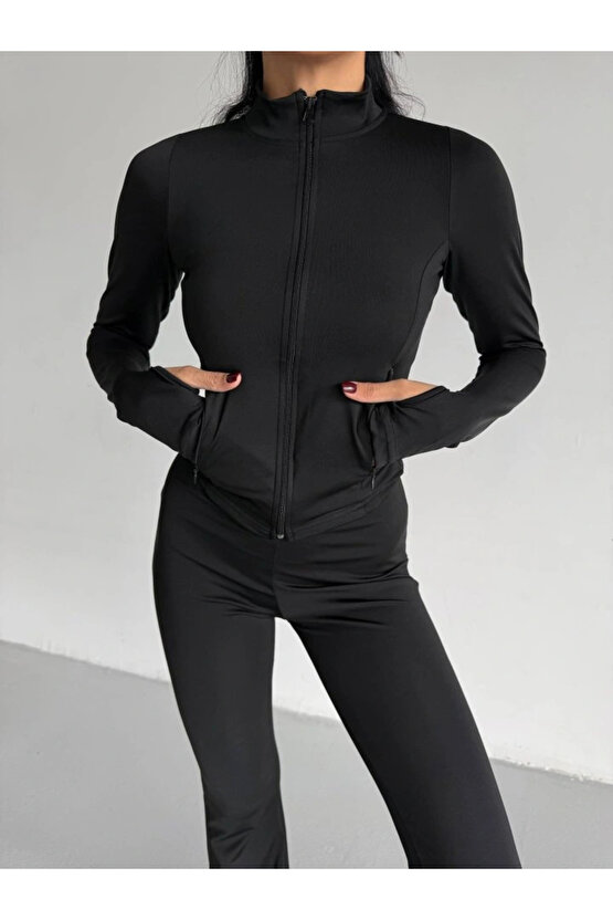 MDB Kadın Balıkçı Yaka Cep Detaylı Ceket Ve Ispanyol Paça por Ikili Takım