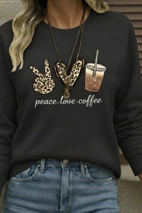 Kadın Uzun Kollu Bisiklet Yaka Kalp Desenli Viskon Iki Iplik Bluz