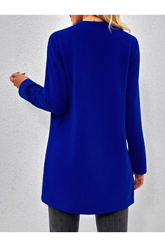 MDB Kadın Uzun Kollu önü Açık Uzun Modal Ceket