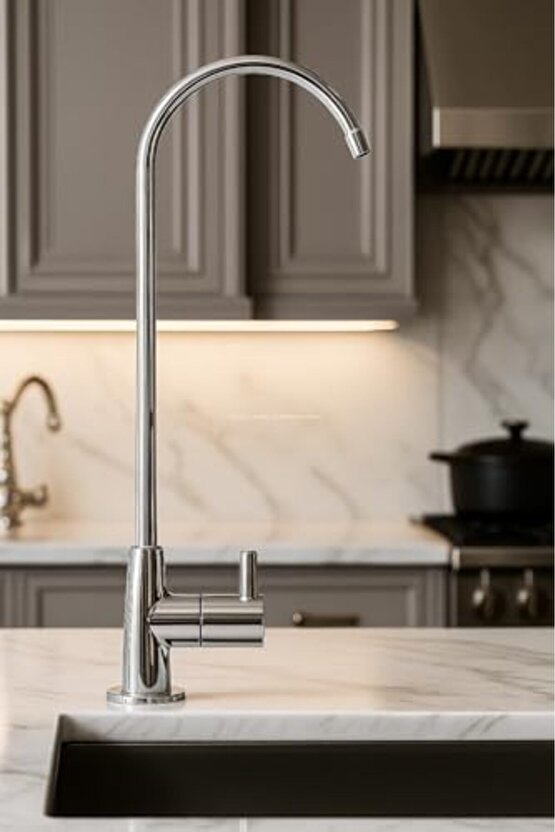 Arıtma Musluğu, Paslanmaz Çelik, 26 cm, Boyun, Tek Kollu, Krom Kaplama, 360° Döner, Lüx Su Armatürü