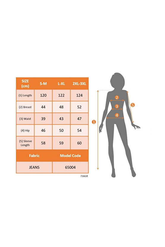 MDB Kadın Uzun Kollu Yakalı önden Düğmeli Midi Kot Elbise
