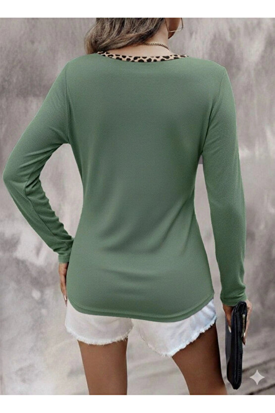 Kadın Uzun Kollu V Yakalı Kaşkorse Bluz