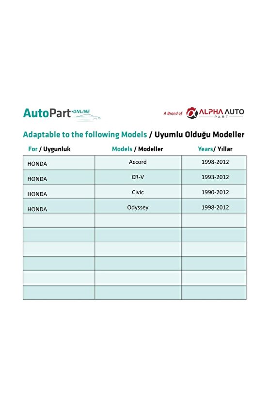 Honda Accord CR-V Civic Odyssey için Çamurluk Tamponu İtmeli Klips - 10 Adet