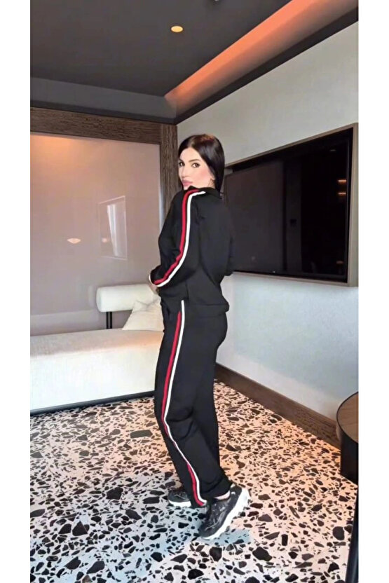 Kadın Uzun Kollu Fermuarlı Viskon Iki Iplik Bluz Ve Pantolon Ikili Takım