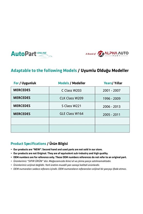 Mercedes Gle Class W164 Için Havalandırma Hortum Ucu