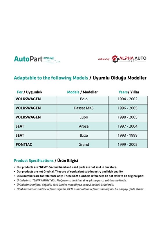 Volkswagen, Audi, Seat Için Ön Kapı Cam Kriko Klips- Sol