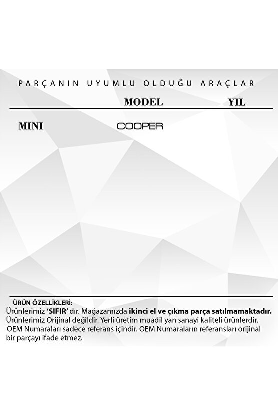 Bmw Mini Cooper Için Kontak Şaft Kilit Silindir Mili