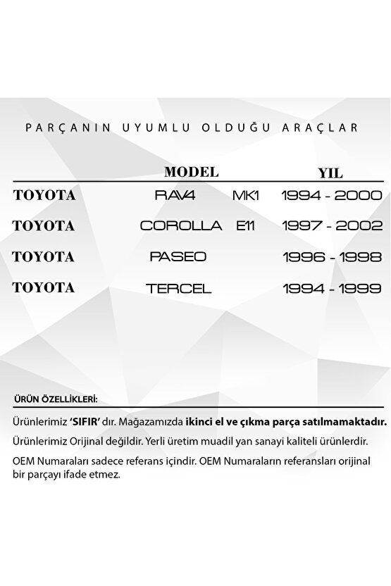 Toyota Rav4, Corolla, Paseo, Tercel Için Kontak Şaftı Kilit Silindir Mili