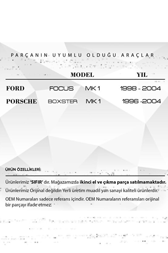 Focus, Porche Boxster Için Ön Silecek Motor Dişlisi