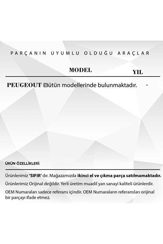 Peugeot Uyumlu Araba Kapı Kilit Motoru