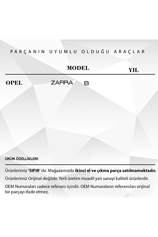 Opel Zafira B Için Iç Tavan Aydınlatma Lambası