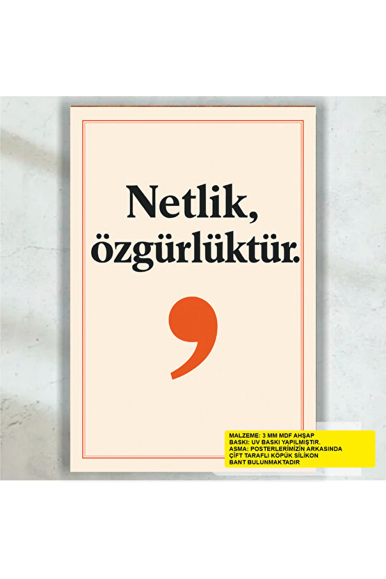 netlik özgürlüktür umut cesaret verici motivasyon sözleri duvar yazıları retro ahşap poster tablo