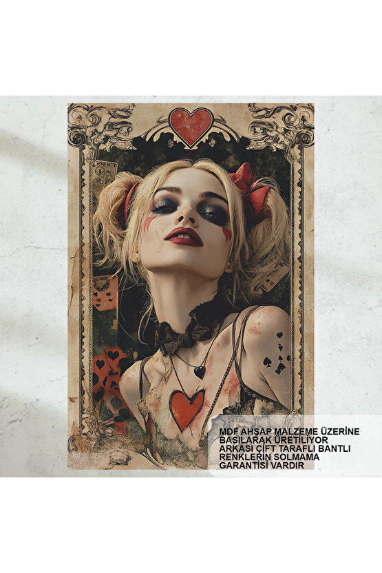harley quinn vintage nostaljik tarz mdf retro ahşap poster tablo