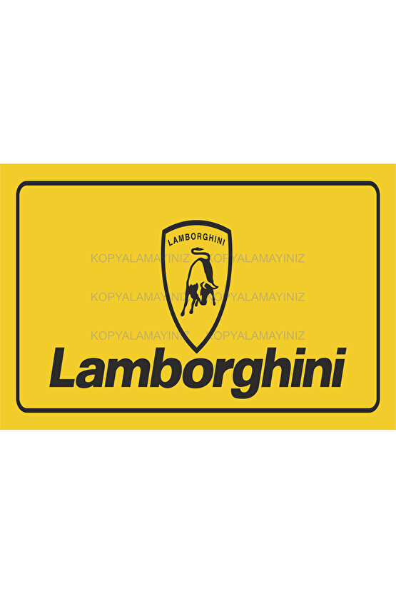 lamborghini klasik nostakjik araba uyarı levhası tabela dekorasyon tablo retro ahşap poster