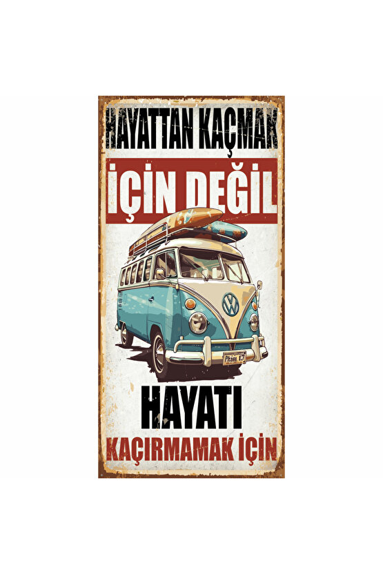 duvar yazıları vosvos karavan kamp ev dekorasyon tablo mini retro ahşap poster