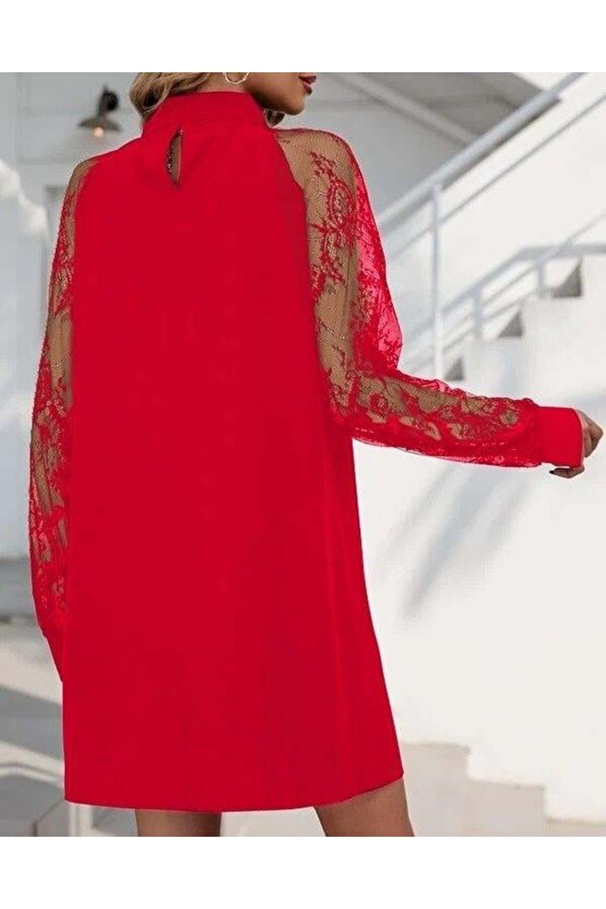 Kadın Uzun Kollu Damla Detaylı Sandy Mini Elbise