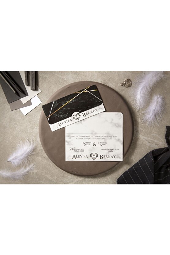 Fenomen Nikah Nişan Düğün Davetiyesi 7050 - 100 Adet