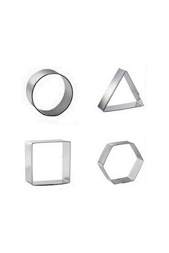 Narkalıp Paslanmaz Çelik Yuvarlak,kare Altıgen Ve Üçgen Kurabiye Kalıbı Çap 6 Cm 4 Lü