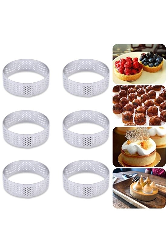 Narkalıp Yuvarlak Delikli Tart Kalıbı Küçük Boy Çap 6 Cm 6 Adet