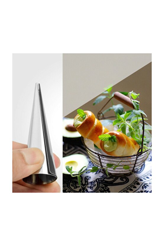 Narkalıp Korne Kalıbı Torpil Huni Tatlı Kalıbı 12 Adet 9,5cm