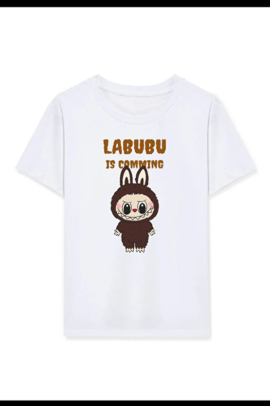 Kız Labubu Çocuk Baskılı T-Shirt - Beyaz