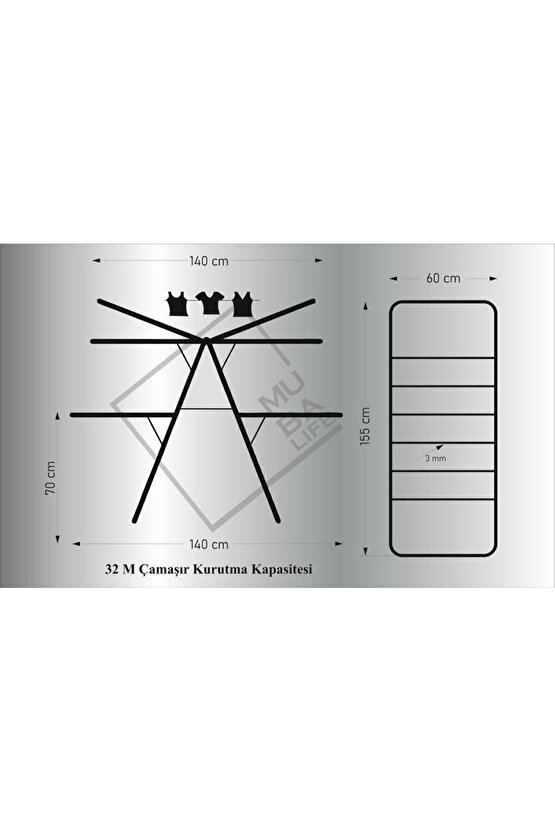 Çamaşır Kurutmalık Çift Katlı Askılık 2 Katlı Extra Dayanıklı Çamaşır Kurutma