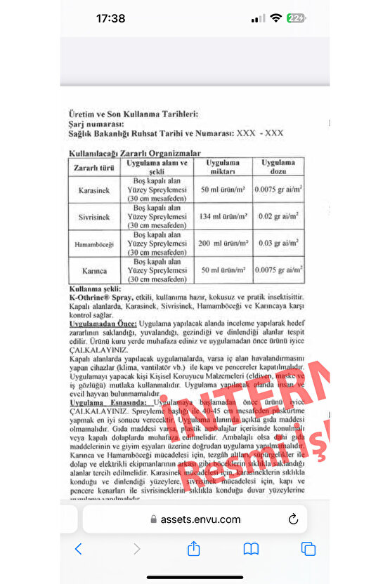 K-Othrine Böcek İlacı 500 ml