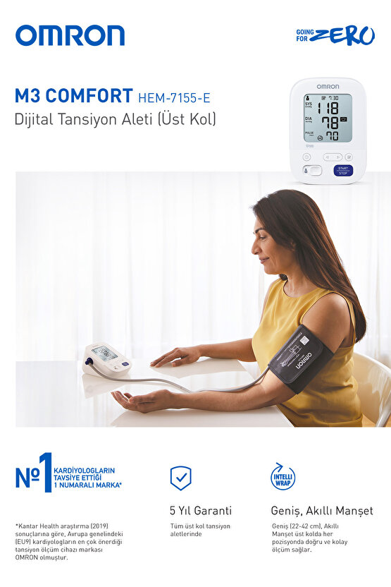 M3 Comfort Kolay Kullanım Üst Koldan Ölçer Pilli Tansiyon Aleti