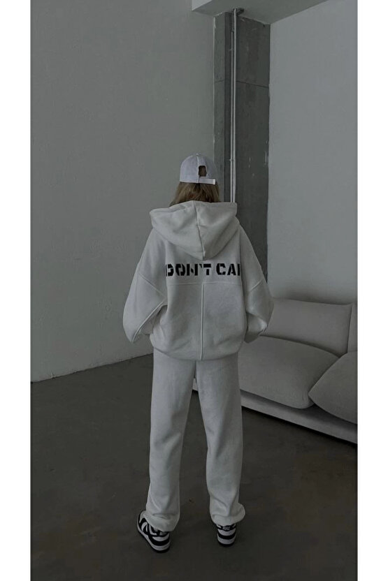 Nakış İşlemeli Üç İplik Sweat Takım- Beyaz