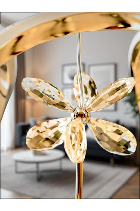 Damla Tek Toplu Taçlı Ledli Gold 3 Renk Ledli - Led Avize Aydınlatma