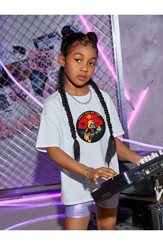 Çocuk Unisex Baskılı T-Shirt - Beyaz