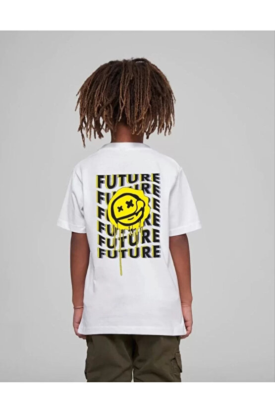 Çocuk Unisex Baskılı T-Shirt - Beyaz