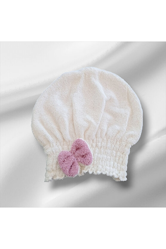 Saç Kurulama Banyo Duş Bonesi – %100 Pamuk , Fiyonklu Siyah