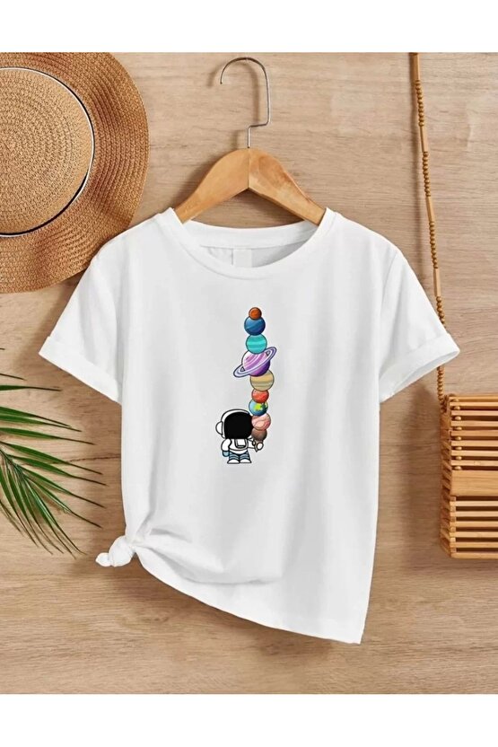 Çocuk Unisex Baskılı T-Shirt - Beyaz