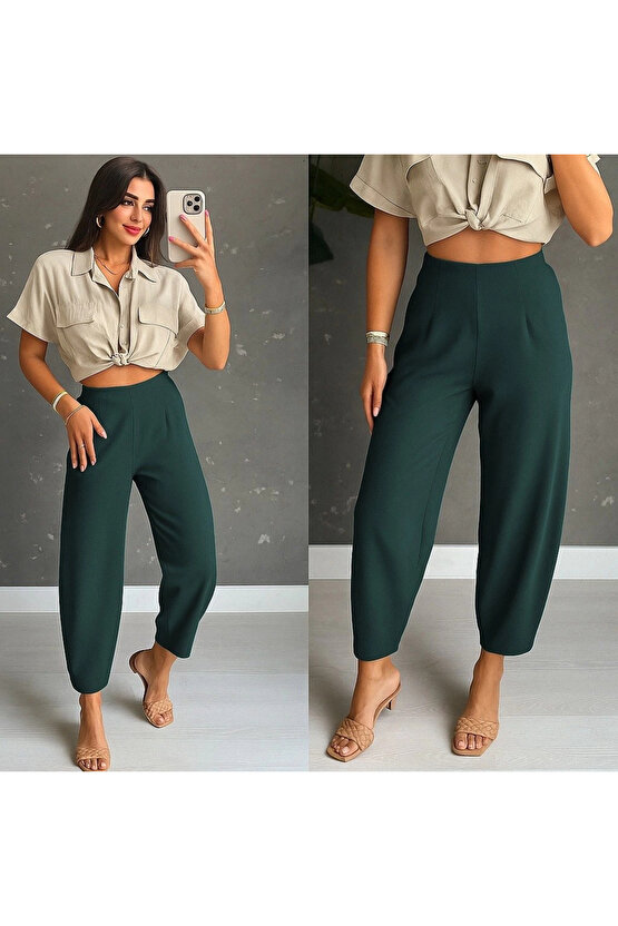 Kadın Yüksek Bel Krep Pantolon