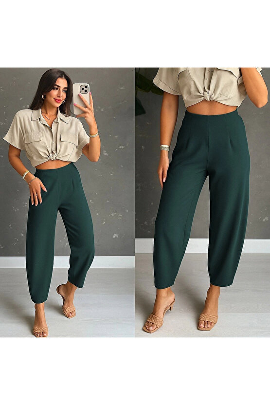 Kadın Yüksek Bel Krep Pantolon