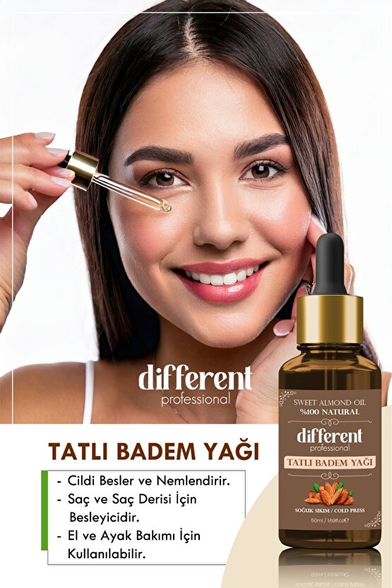 Tatlı Doğal Badem Yağı Saf Soğuk Pres 50 ml