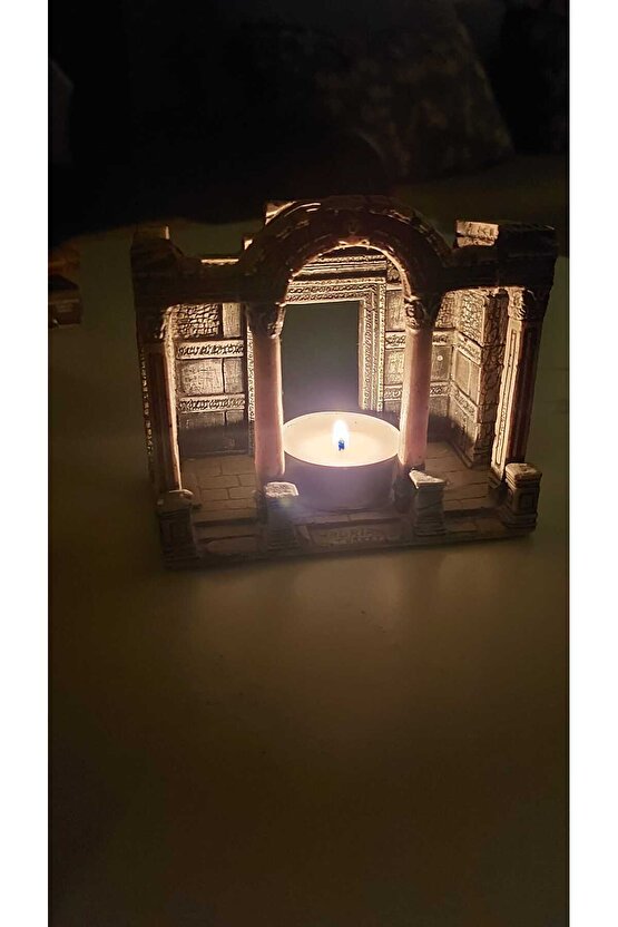 Efes Antik Kent Hadrian Tapınağı Temalı Dekoratif Mumluk & Biblo – Mermer Tozu & Polyester Heykel