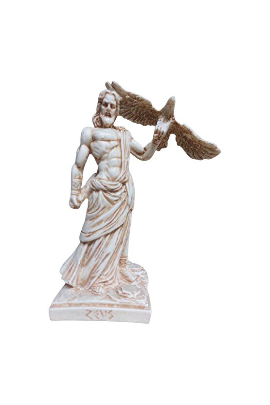Zeus Heykeli Olympos’un Kralı Mitolojik Dekoratif Biblo Şimşek Efendisi Heykel Hediyelik Obje