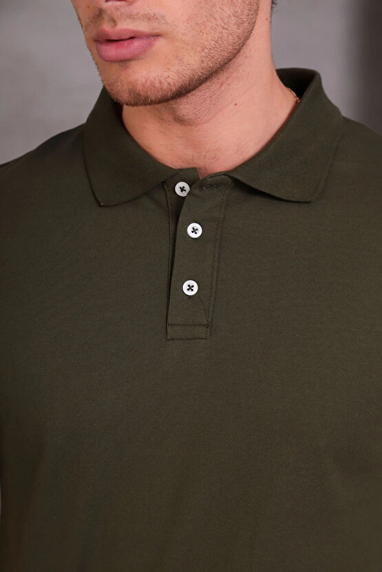 Erkek Slim Fit Pamuklu Yumuşak Doku Nefes Alan Kumaş Yakalı Tişört