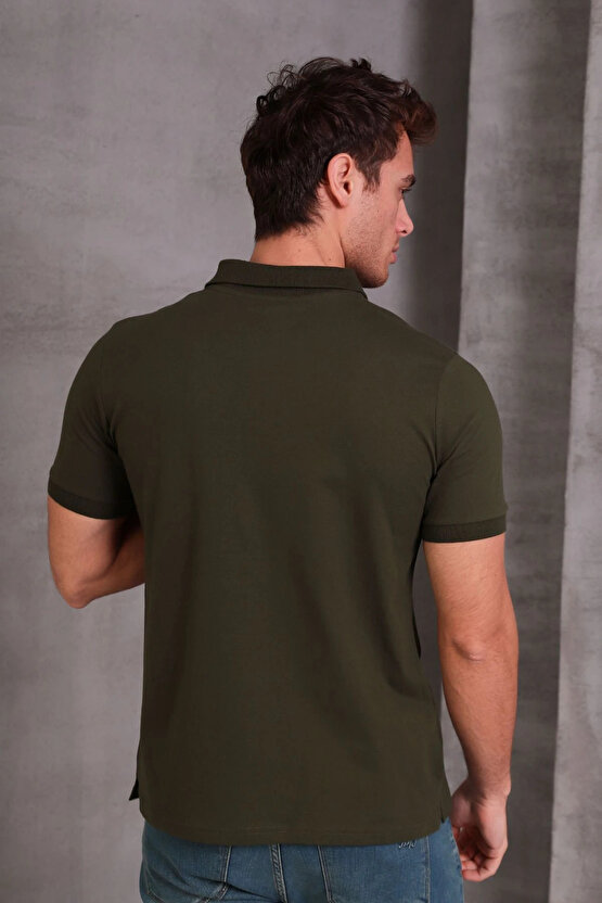 Erkek Slim Fit Pamuklu Yumuşak Doku Nefes Alan Kumaş Yakalı Tişört