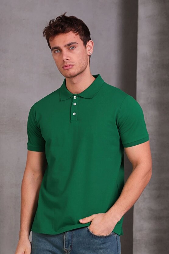 Erkek Slim Fit Pamuklu Yumuşak Doku Nefes Alan Kumaş Yakalı Tişört