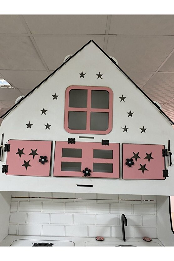 Ahşap Oyuncak Mutfak, Oyuncak Mutfak, Özel Tasarım Büyük Boy Ahşap Oyuncak Mutfak Pembe-beyaz